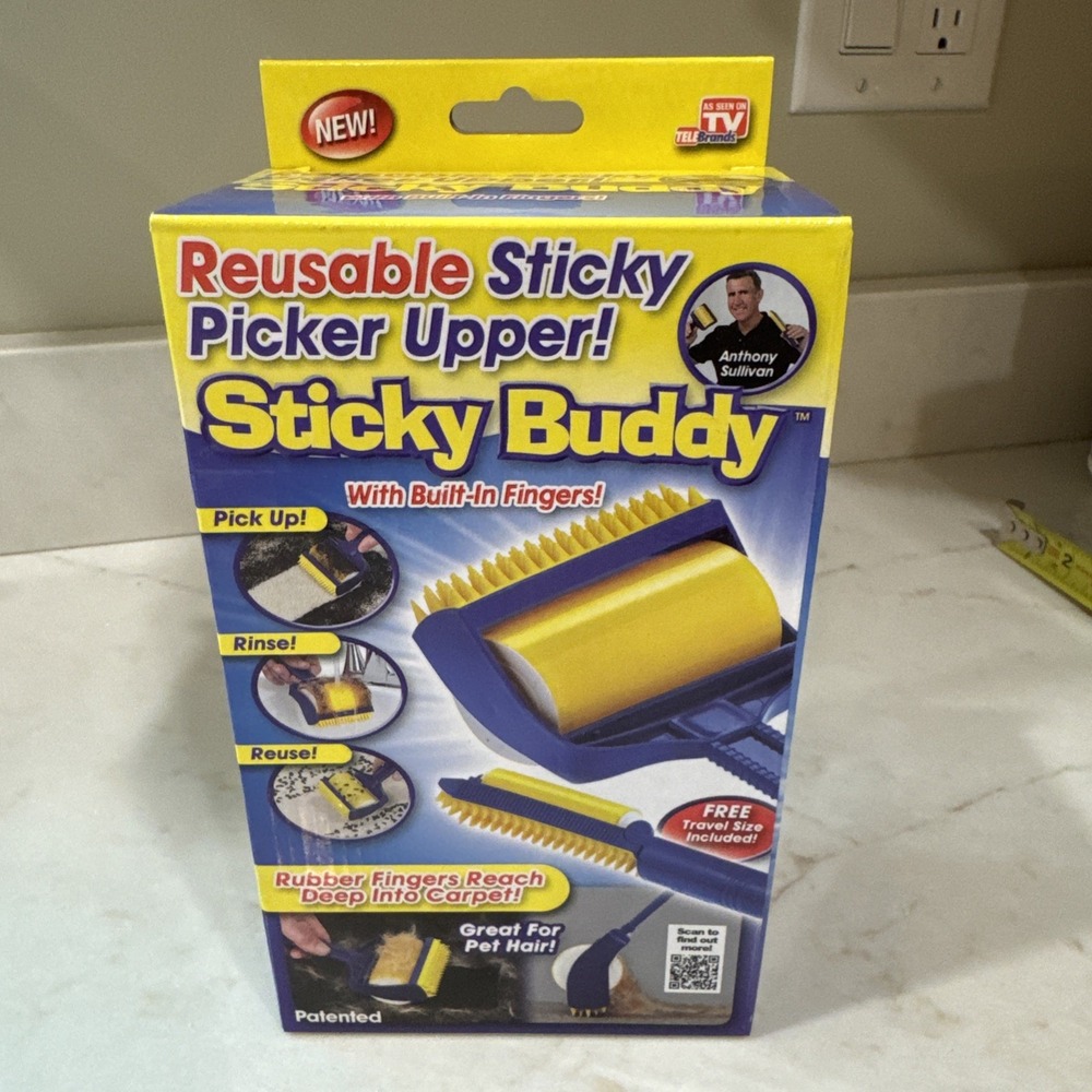 Sticky Buddy Reusable Picker Upper Lint Roller Pet Hair Remover Brush NEW SEALED
